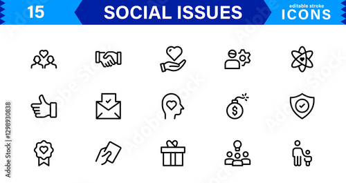 Social Issues Icon Set. High-Quality Vector Icons for Equality, Justice, Human Rights, and Community Awareness