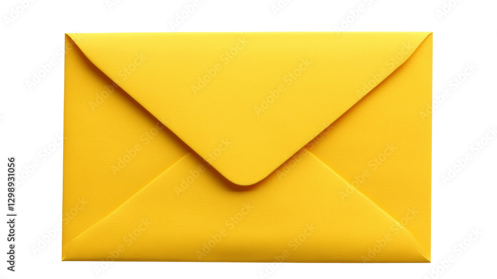 Closed yellow envelope on transparent background representing communication Closed yellow envelope on transparent background representing communication