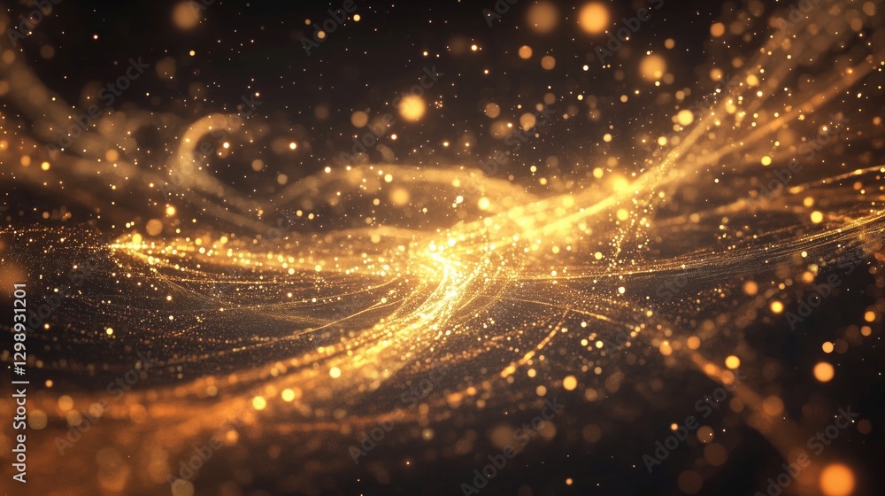 A mesmerizing abstract background with golden sparkles and flowing light trails. A mesmerizing abstract background with golden sparkles and flowing light trails.