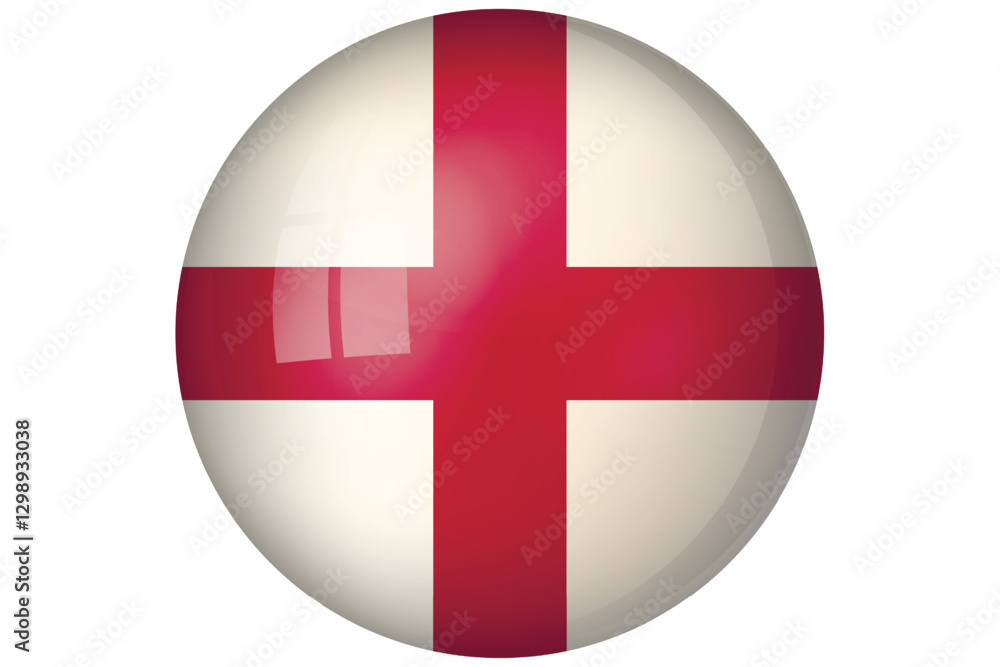 Obraz premium Flag of England. English national symbol in official colors. Template icon. Abstract vector background. Round glass light ball, 3D big bubble, sphere.