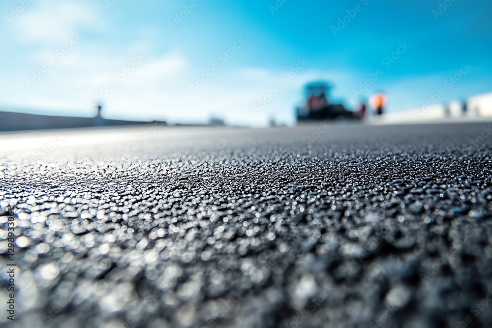 Close-up of Newly Laid Asphalt Road Surface on a Sunny Day Close-up of Newly Laid Asphalt Road Surface on a Sunny Day