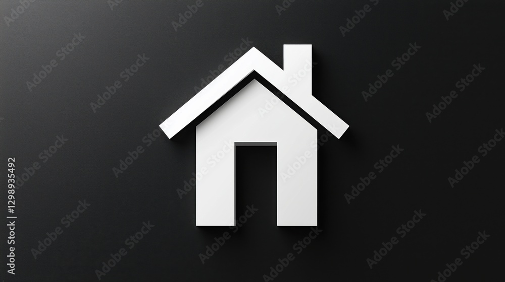 A minimalist white house icon on a black background, symbolizing home and shelter. A minimalist white house icon on a black background, symbolizing home and shelter.