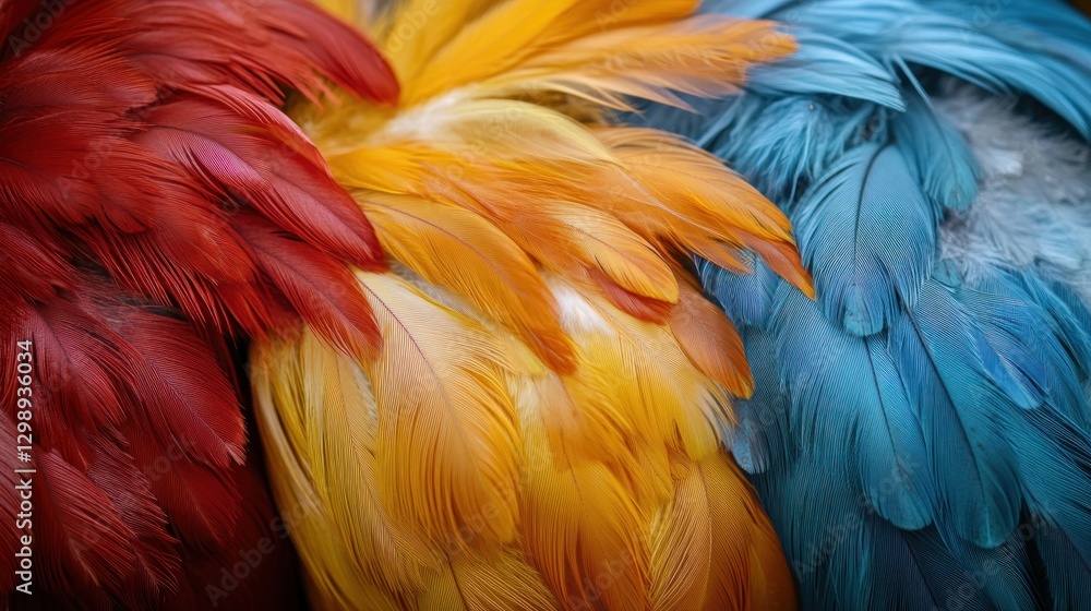 Fototapeta premium Vibrant parrot feather close-up