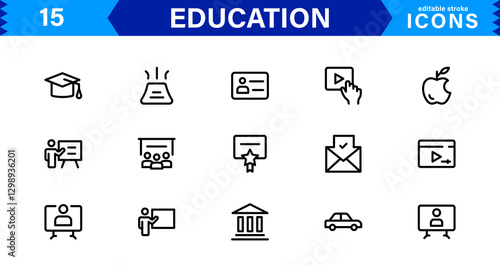 Education Icon Set. High-Quality Vector Icons for Schools, Teachers, Learning, and Academic Institutions