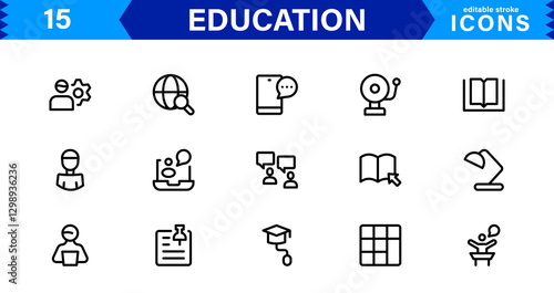 Education Icon Set. High-Quality Vector Icons for Schools, Teachers, Learning, and Academic Institutions