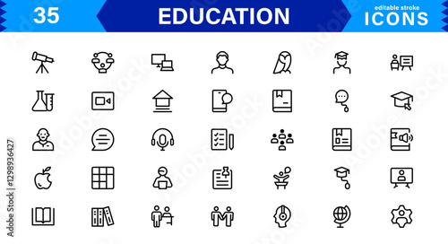 Education Icon Set. High-Quality Vector Icons for Schools, Teachers, Learning, and Academic Institutions