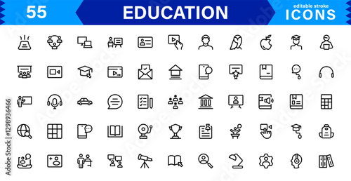 Education Icon Set. High-Quality Vector Icons for Schools, Teachers, Learning, and Academic Institutions