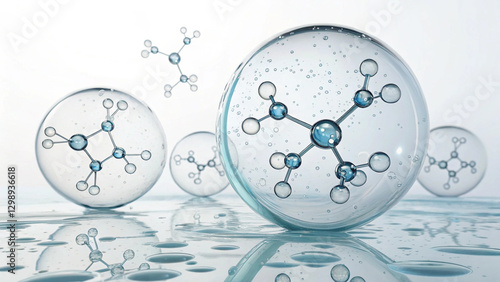 Ultra-realistic 3D render showcasing the molecular structure of hyaluronic acid, ideal for scientific, cosmetic, and educational purposes.