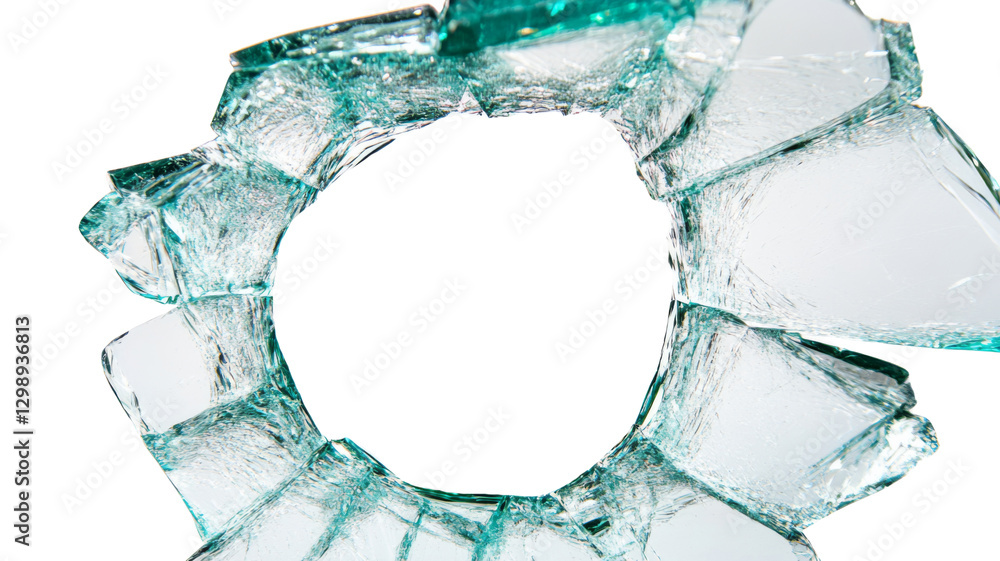 Broken glass forming a circle on transparent background Broken glass forming a circle on transparent background