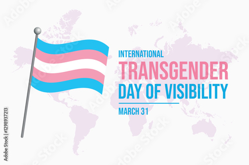 International Transgender Day of Visibility poster vector illustration. Transgender flags on a pole icon vector. LGBTQIA transgender waving pride flag symbol. Template for background, banner, card