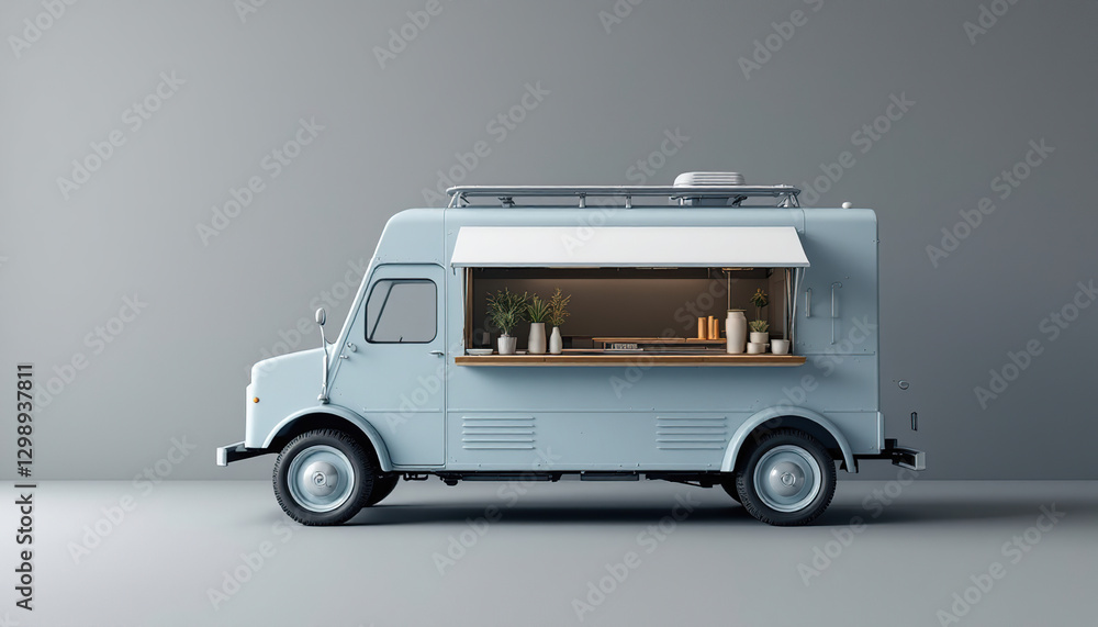 Naklejka premium Vintage Food Truck Side View Perfect for Small Business Branding