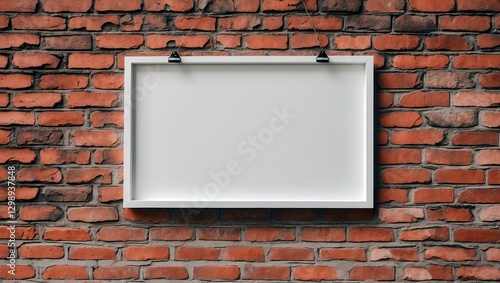 Wallpaper Mural Empty white sign hanging on brick wall Torontodigital.ca