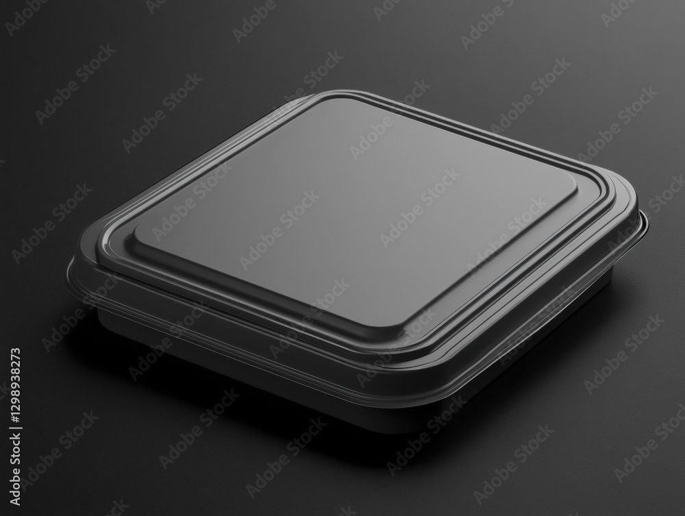 mock up 3D of plastic food box package on black background mock up 3D of plastic food box package on black background