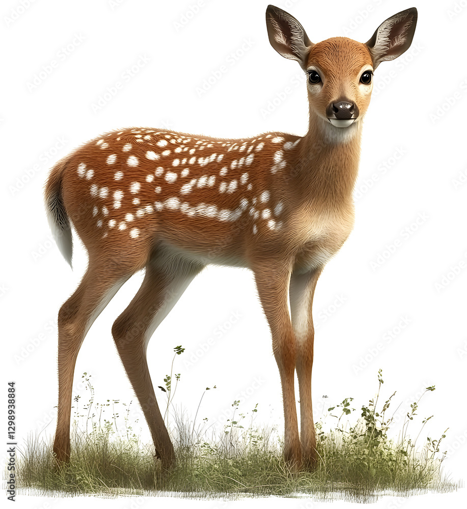 Majestic Young Deer Stands Alert in Peaceful Forest Clearing Majestic Young Deer Stands Alert in Peaceful Forest Clearing
