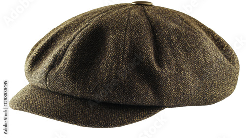 Herringbone newsboy cap isolated on transparent background