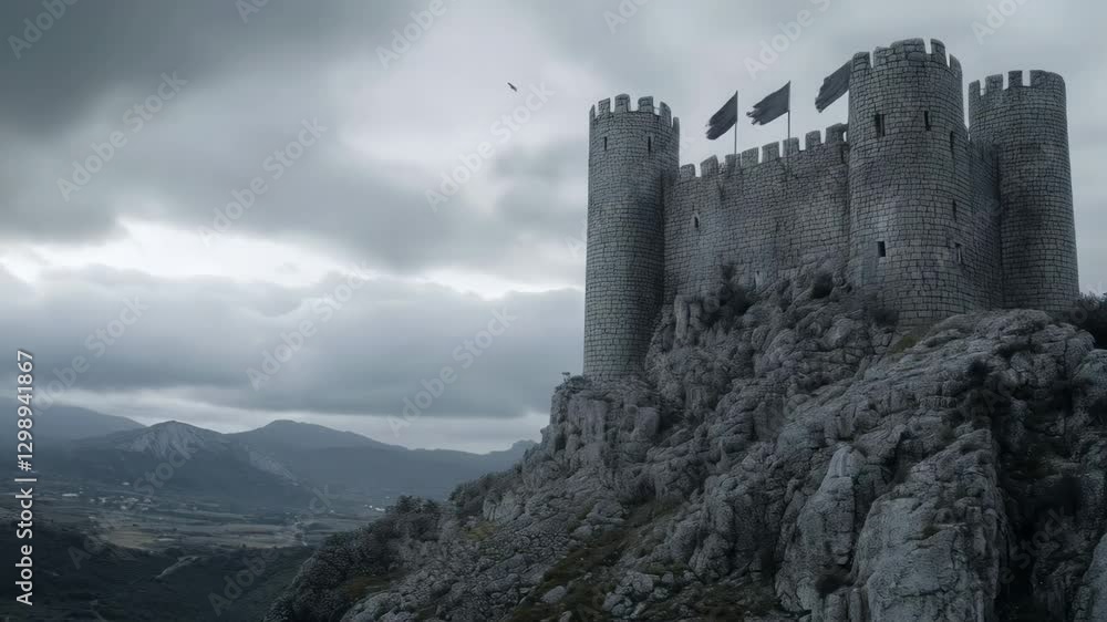 Majestic Mountaintop Castle Under a Stormy Sky Majestic Mountaintop Castle Under a Stormy Sky