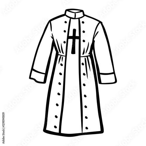 Clergy Robe Icon with Cross for Religious Illustrations