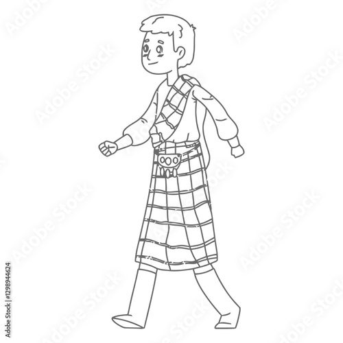 boy scottish kilt sporran stroke.