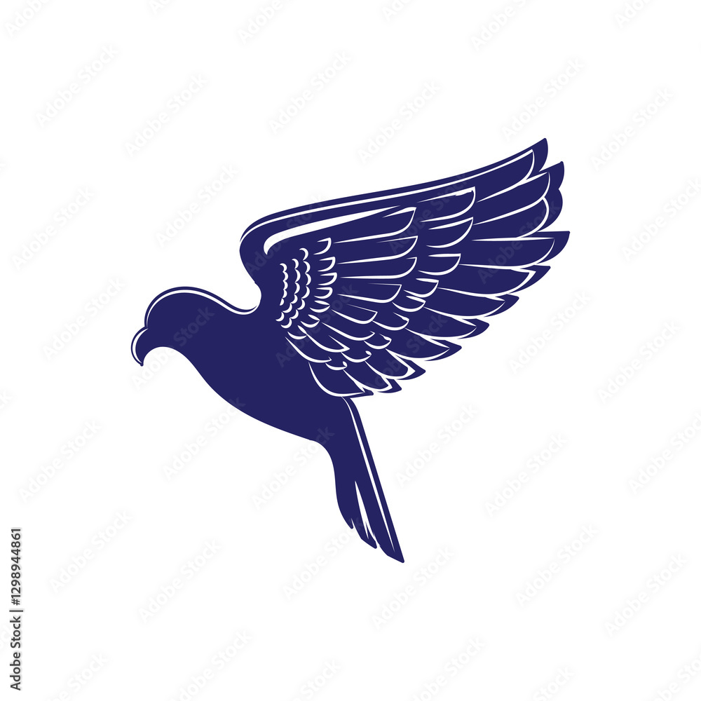 Obraz premium Simple Minimalist Spread Wings Pigeon Dove Bird Silhouette Logo Design Illustration