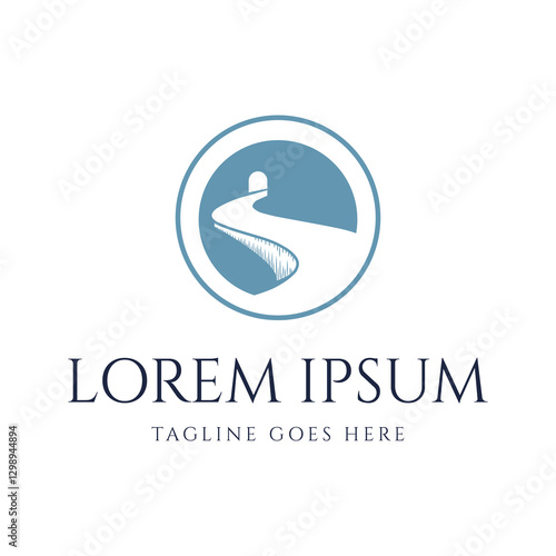 Simple Minimalist Creek River or Winding Road Logo Design