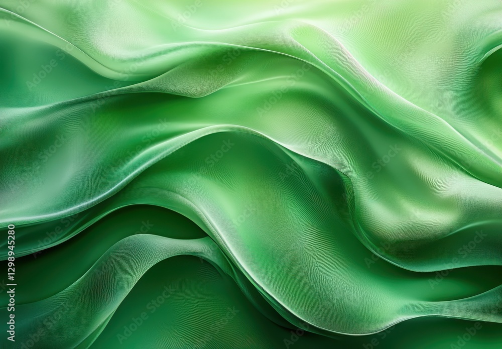 Elegant Green Silk Fabric Waves with Fluid Motion and Soft Texture, Perfect for Backgrounds, Textile Designs, and Creative Projects in Shades of Green Elegant Green Silk Fabric Waves with Fluid Motion and Soft Texture, Perfect for Backgrounds, Textile Designs, and Creative Projects in Shades of Green