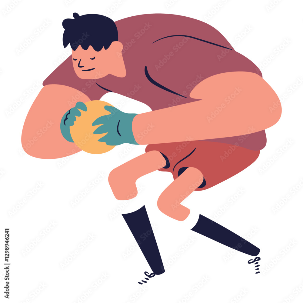 caught ball goalkeeper illustration character. caught ball goalkeeper illustration character.