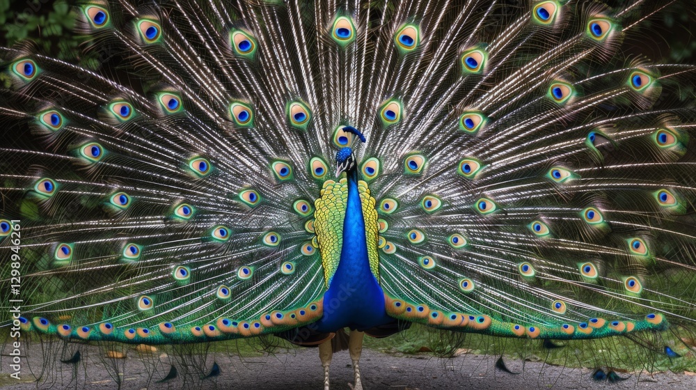 Obraz premium Majestic peacock displaying its feathers