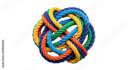 Colorful Intertwined Rope Knot Abstract Design