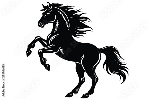 Silhouette of a rearing horse