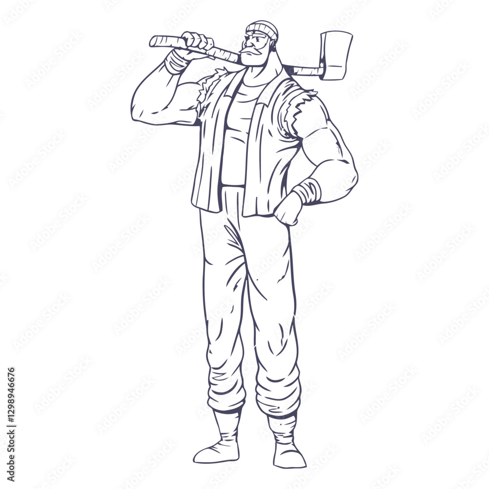 proud lumberjack character hand drawn. proud lumberjack character hand drawn.