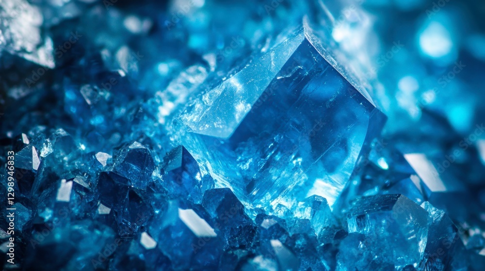 Beautiful Blue Crystals Glimmering in Natural Light Close-Up Beautiful Blue Crystals Glimmering in Natural Light Close-Up