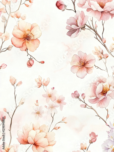 Wallpaper Mural Delicate Cherry Blossom Branches on Pale Pink Background Spring Floral Art Torontodigital.ca