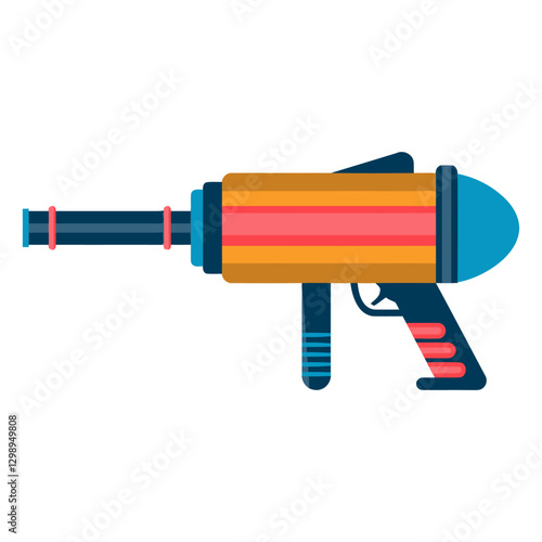 Ray Gun Icon: A vibrant, stylized illustration of a classic ray gun, a symbol of science fiction and futuristic play.