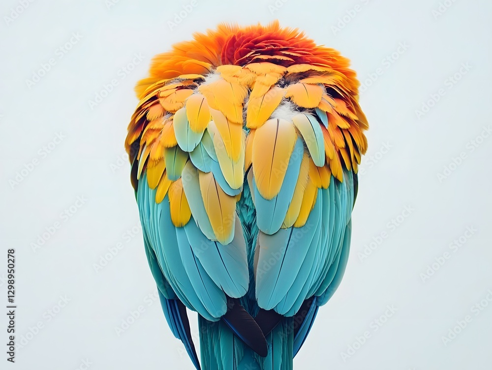 Obraz premium Exotic and vibrant parrot perched gracefully on an invisible stand against a plain white background