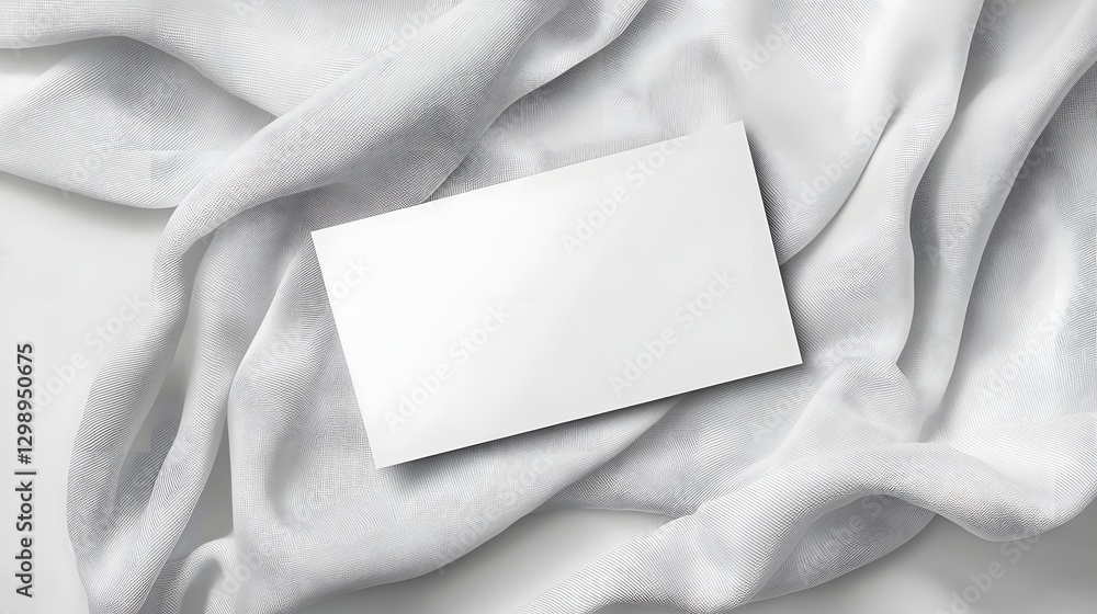 Clean and Minimalist Business Card Layout on Soft Fabric Surface Branding Concept with Blank Space Clean and Minimalist Business Card Layout on Soft Fabric Surface Branding Concept with Blank Space