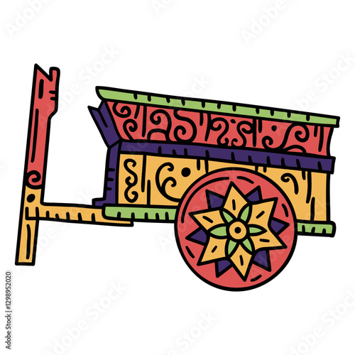 Cart Heritage: A vibrantly painted cart, embodying heritage and tradition, stands isolated, celebrating the artistry and history of craftsmanship