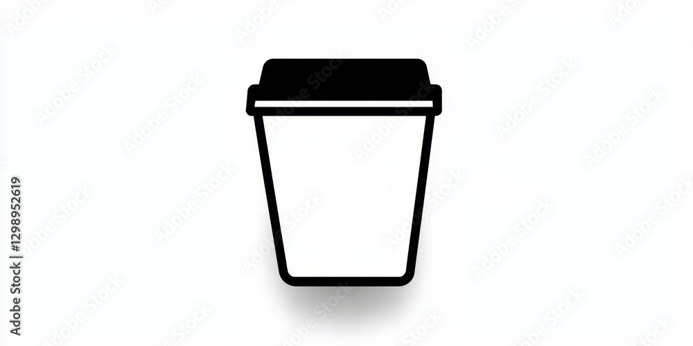 Decaf coffee. Minimalist black cup icon with a lid on a white background. Decaf coffee. Minimalist black cup icon with a lid on a white background.