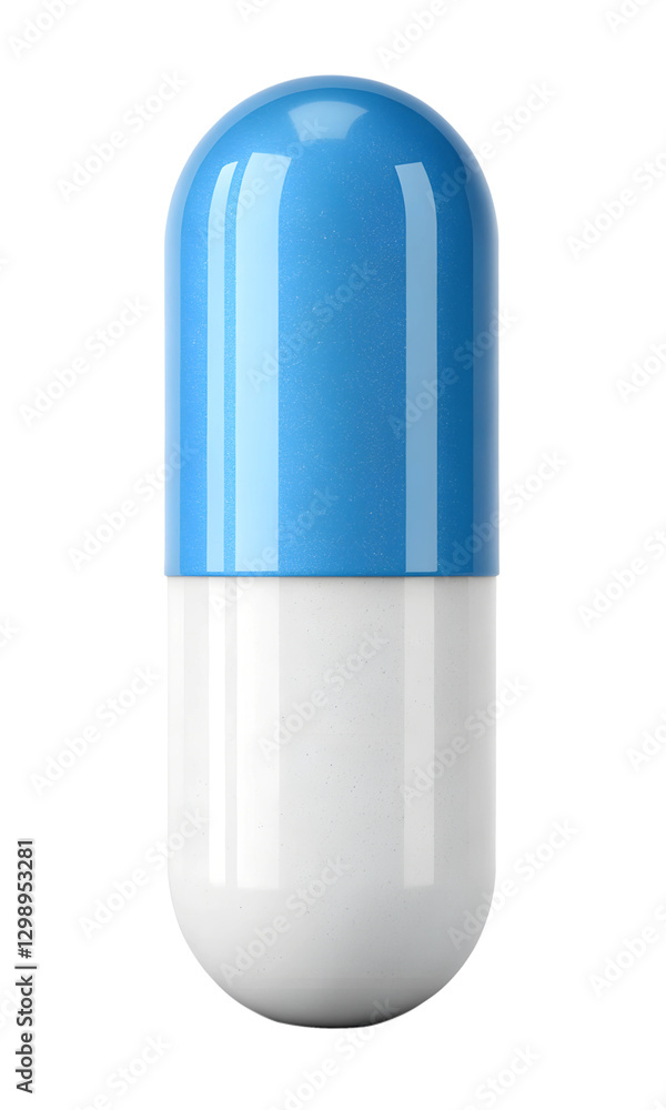 standing drug or pill blue and white realistic 3d render icon png standing drug or pill blue and white realistic 3d render icon png