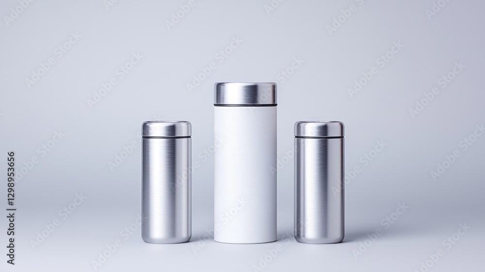 Three insulated bottles studio shot, white background Three insulated bottles studio shot, white background