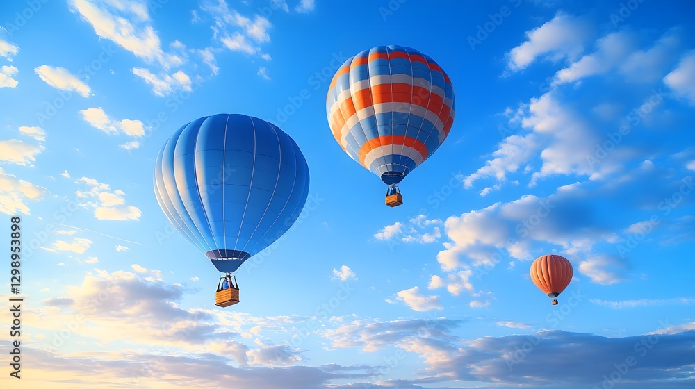 Fototapeta premium A sky-blue balloons floating gracefully in the serene atmosphere 