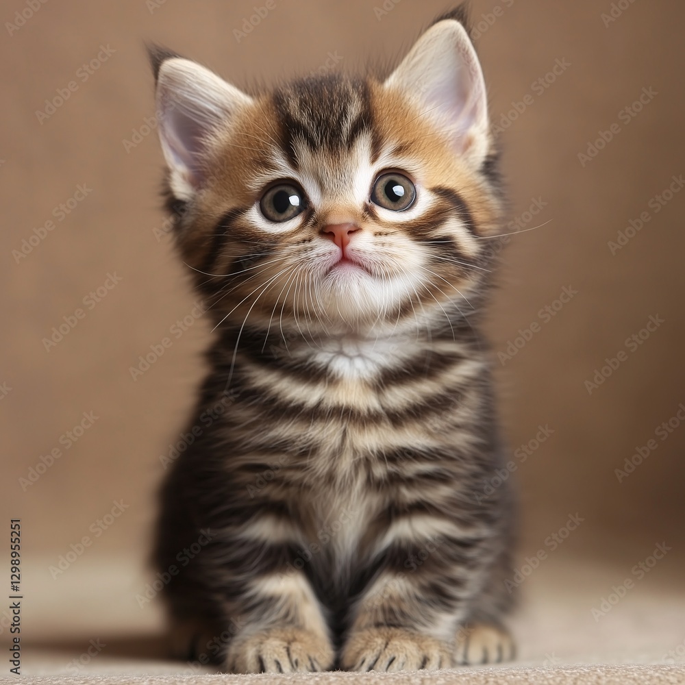 Adorable Striped Kitten with Curious Eyes and Fluffy Fur Adorable Striped Kitten with Curious Eyes and Fluffy Fur