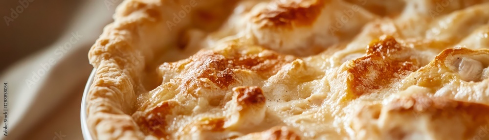 Close Up Of Baked Custard Pie With Creamy Filling For Dessert Photography And Food Styling Purposes. High Quality Image For Culinary Applications. Picture Showing A Baked Custard Pie With A Golden Close Up Of Baked Custard Pie With Creamy Filling For Dessert Photography And Food Styling Purposes. High Quality Image For Culinary Applications. Picture Showing A Baked Custard Pie With A Golden