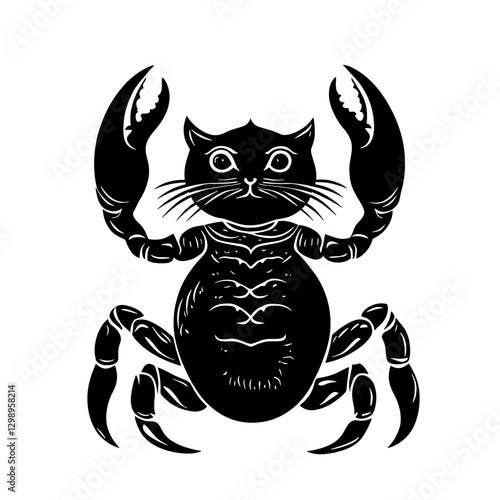 Experience the gentle charm of this captivating Cancer cat vector illustration that artfully merges zodiac mystique with adorable feline grace, perfect for creative branding, posters, and digital