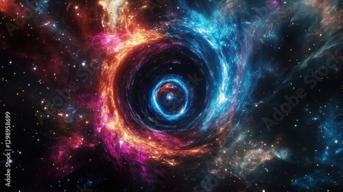 wormhole opening in space with vibrant colors reflecting off surrounding stars