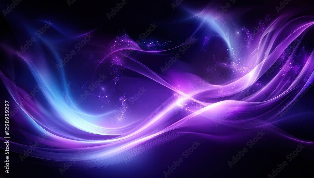 Fototapeta premium Ethereal Flow of Colorful Light Waves in Shades of Blue, Purple, and Pink with Soft Glows and Gentle Swirls, Perfect for Backgrounds and Abstract Designs