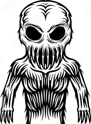 Dark fantasy mythological demons and beasts,crafted in SVG vector format. Creepy Character with Distorted Features and Gruesome Appearance