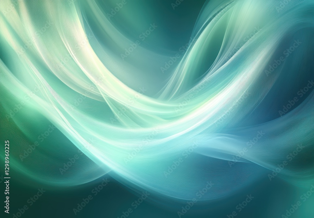 Ethereal Flowing Waves in Soft Green and Blue Tones with Abstract Motion and Light Effects for Background or Design Use Ethereal Flowing Waves in Soft Green and Blue Tones with Abstract Motion and Light Effects for Background or Design Use