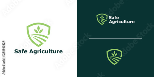 logo design combination of shield and farm, logo for agricultural security, symbol, icon, creative idea.
