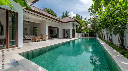 Wallpaper Mural Luxurious Villa With Swimming Pool And Tropical Garden Under Blue Sky Sunlight Torontodigital.ca