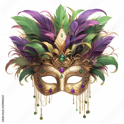 Vibrant 3D Mardi Gras mask for premium designs and merchandise